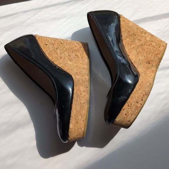 Jimmy Choo black patent wedge platform Pump shoes size Size 38.5 - Picture 13 of 16